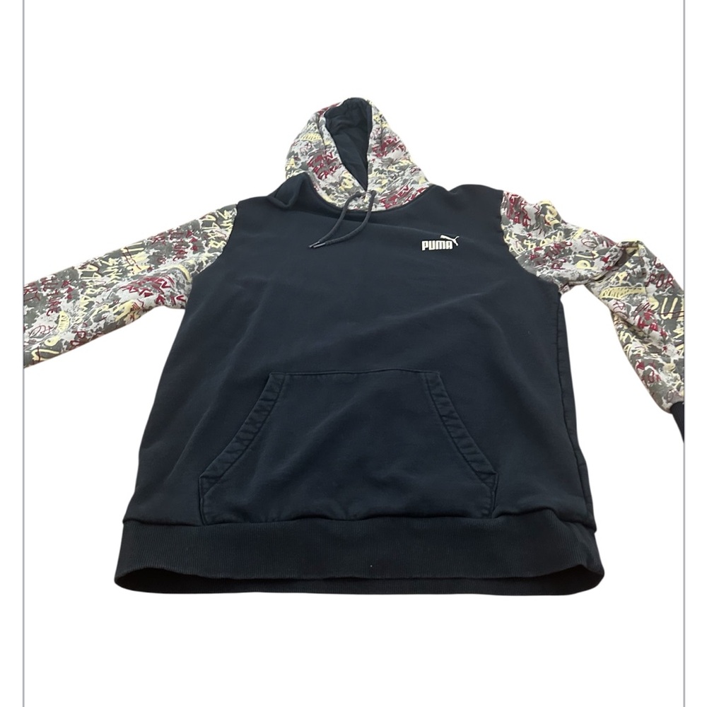 Puma Black Hoodie with Patterned Sleeves